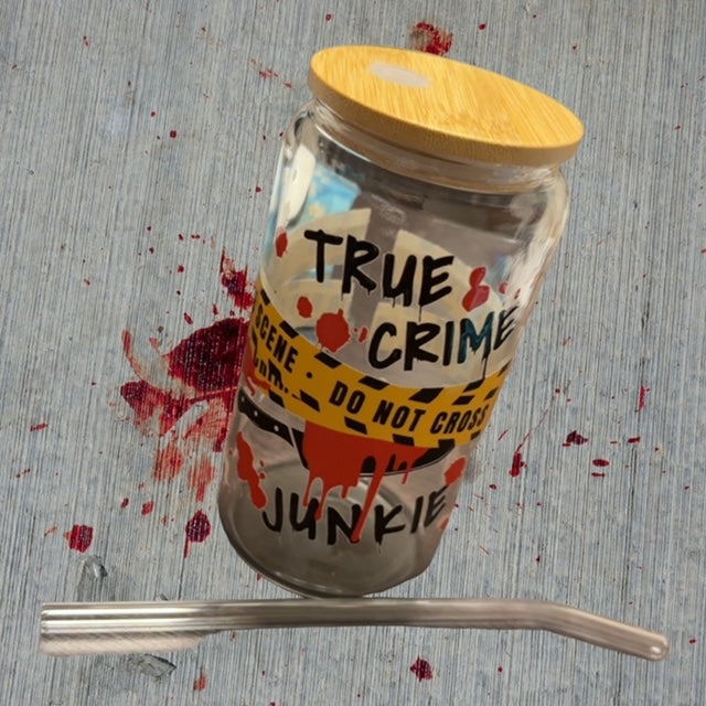 True Crime Junkie Glass Tumbler